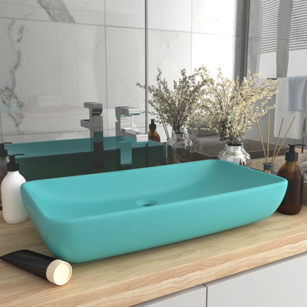 Luxus-Waschbecken Rechteckig Matt Weiß 71x38 cm Keramik