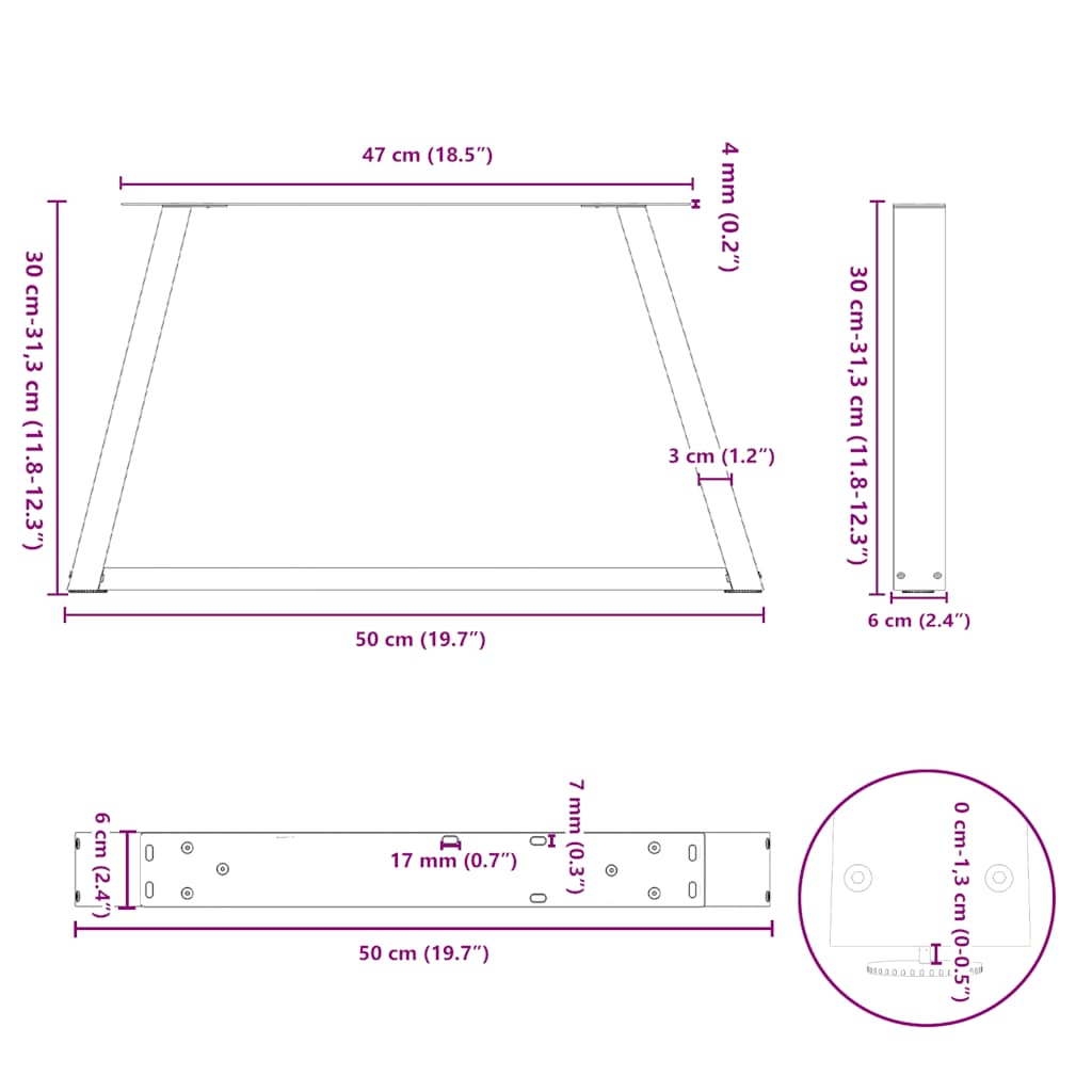 Couchtischbeine V-Form 2 Stück Schwarz 30x(30-31,3) cm Stahl