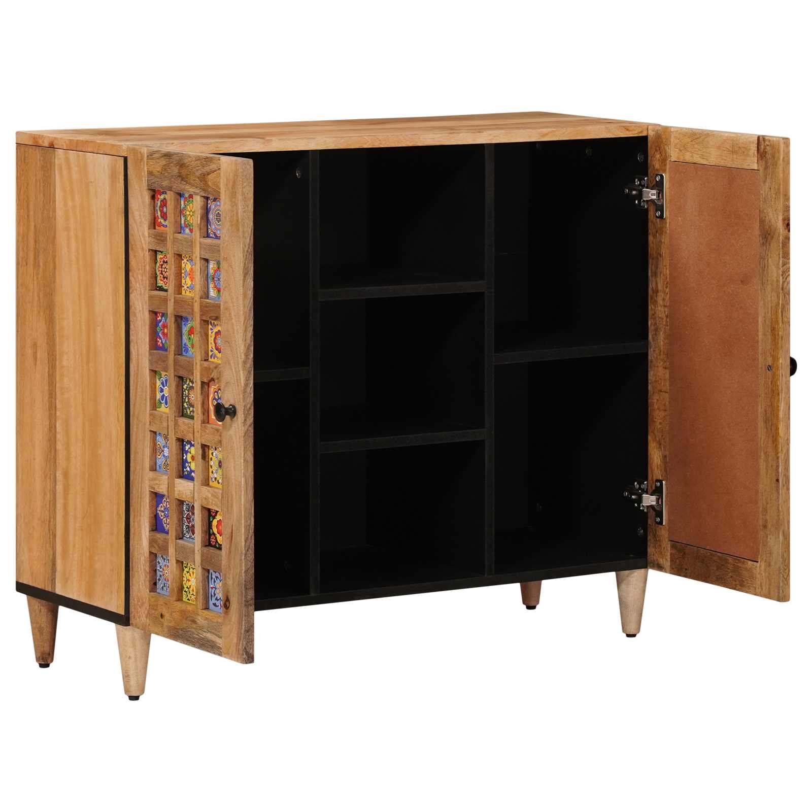 Sideboard mit Regal Walnuss 90 x 33,5 x 75 cm Massivholz Mango