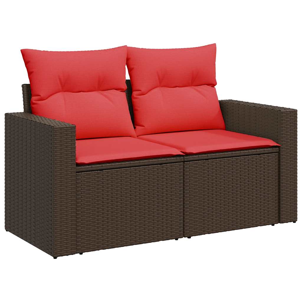 10-tlg. Garten-Sofagarnitur mit Kissen Schwarz Poly Rattan