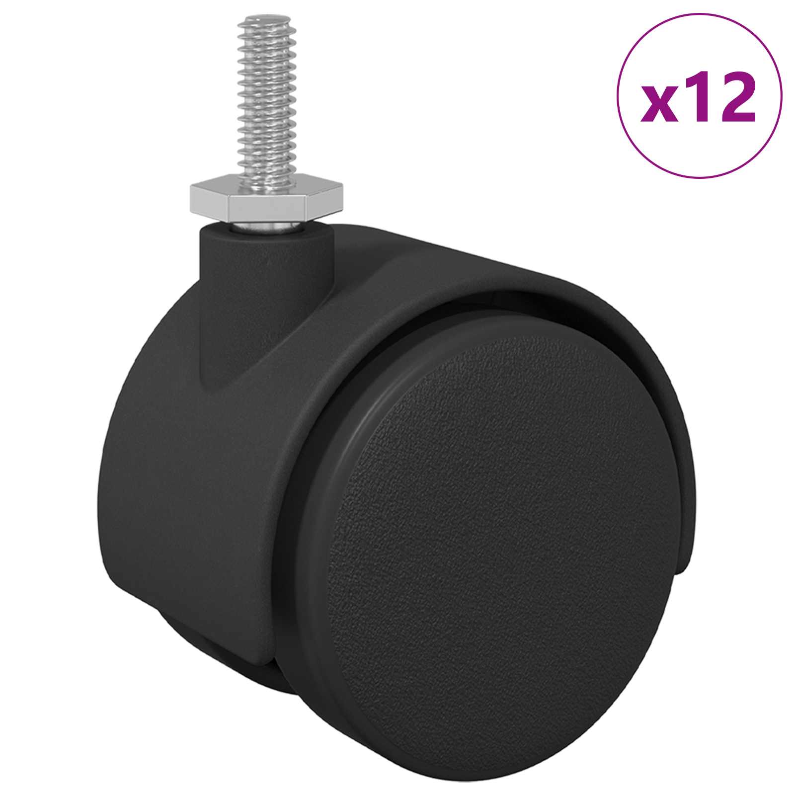 Bockrolle 2 pcs Schwarz und Silber 40,1 x 40,1 x 37,8 mm