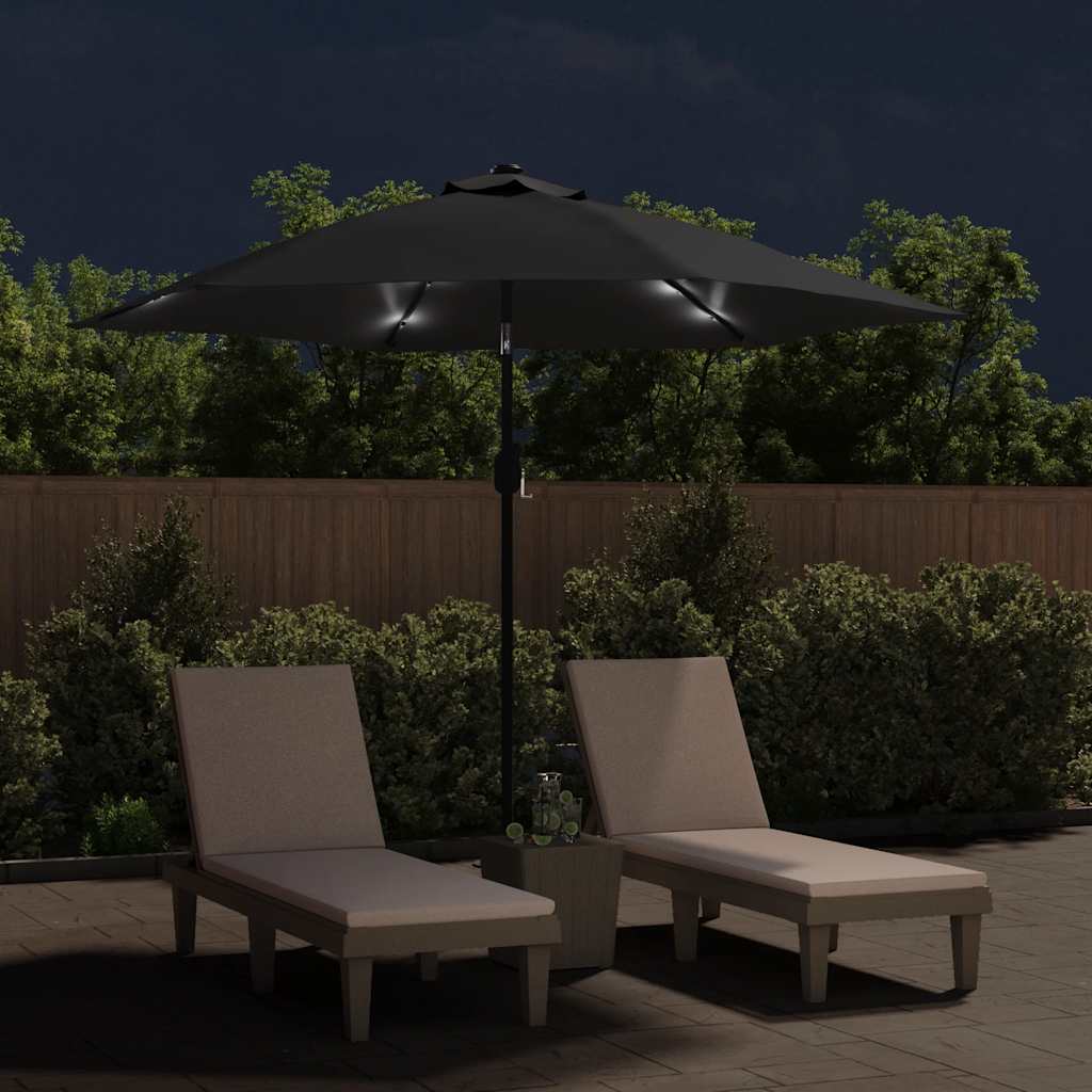 Sonnenschirm mit LED-Beleuchtung Stahl-Mast 300 cm Bordeauxrot