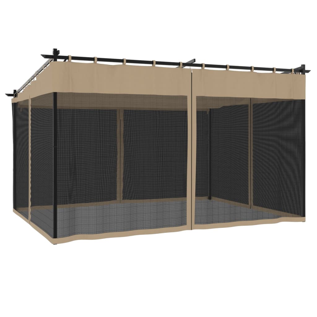 Pavillon mit Netzwände Creme 3x3 m Stahl