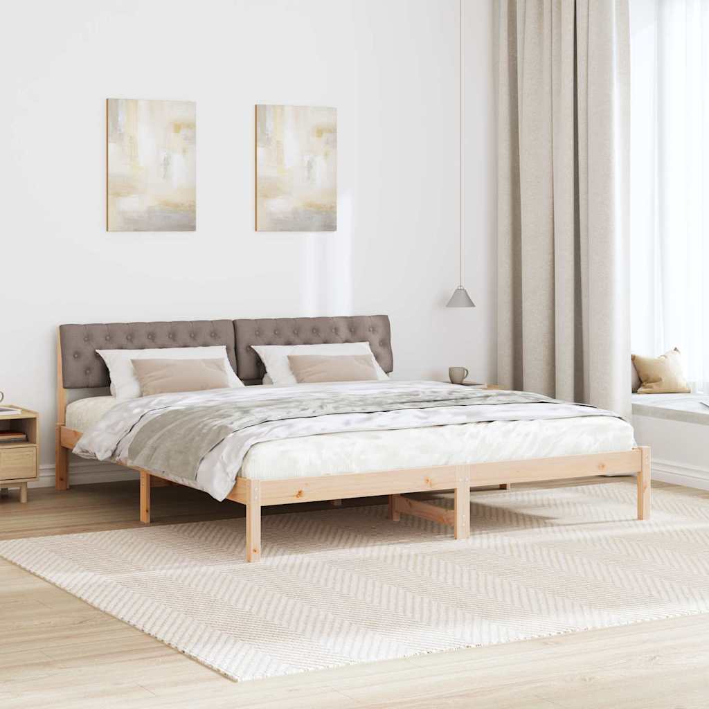 Bettgestell Braun und hellgrau 200 x 200 cm Massivholz Kiefer