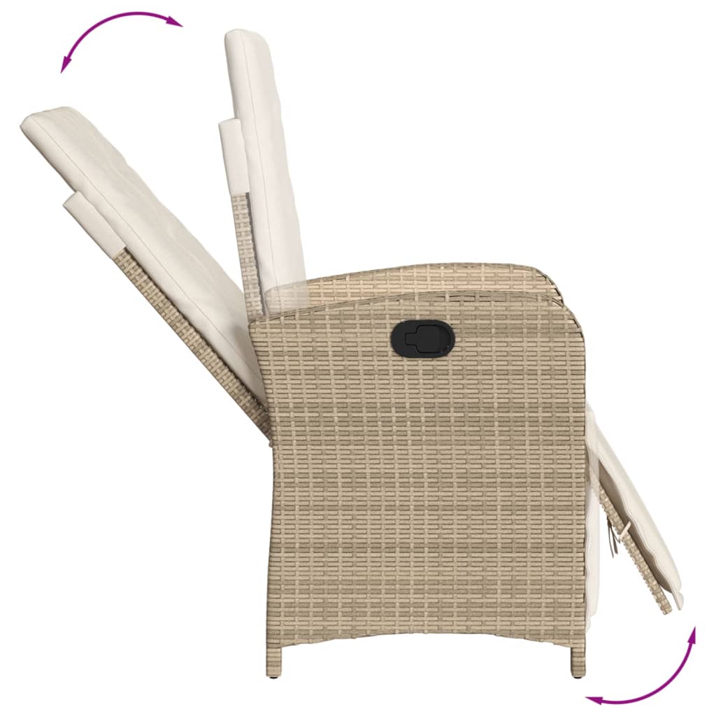 Gartensessel mit Fußteil Verstellbar Schwarz Poly Rattan
