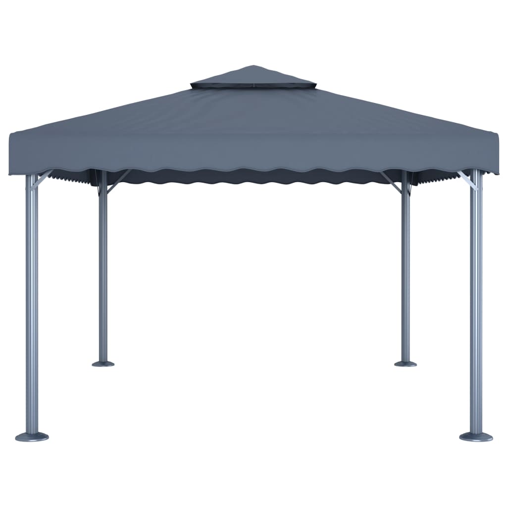 Pavillon mit LED-Lichterkette 400x300 cm Cremeweiß Aluminium