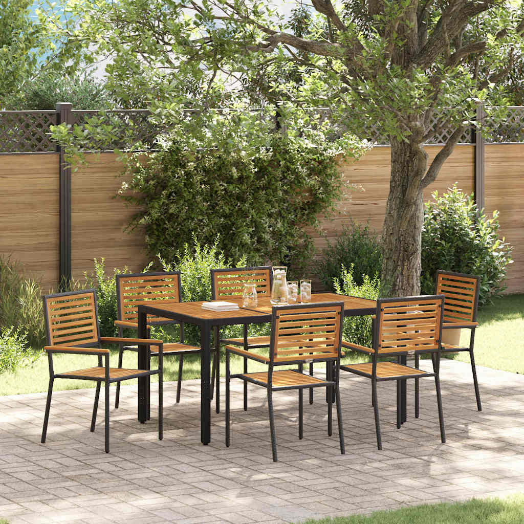 Garten Essgruppe 3 pcs Schwarz und Braun Poly-Rattan