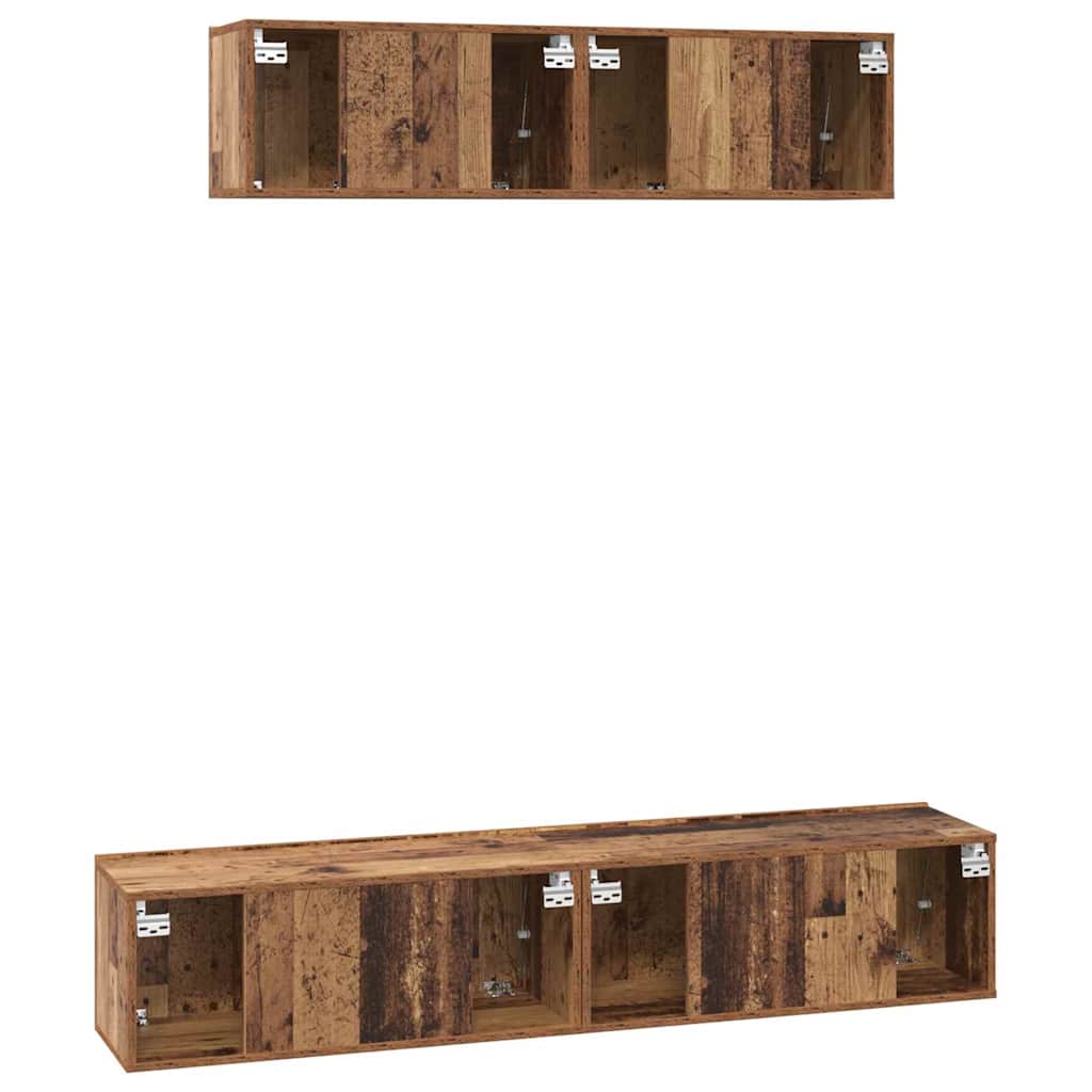 4-tlg. TV-Schrank-Set Weiß Holzwerkstoff