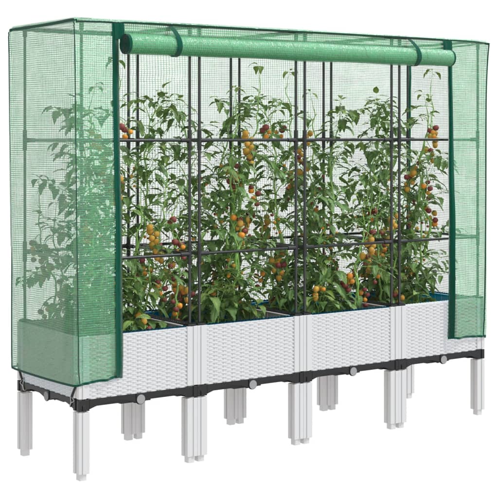 Hochbeet mit Gewächshaus-Aufsatz Rattan-Optik 40x40x140 cm