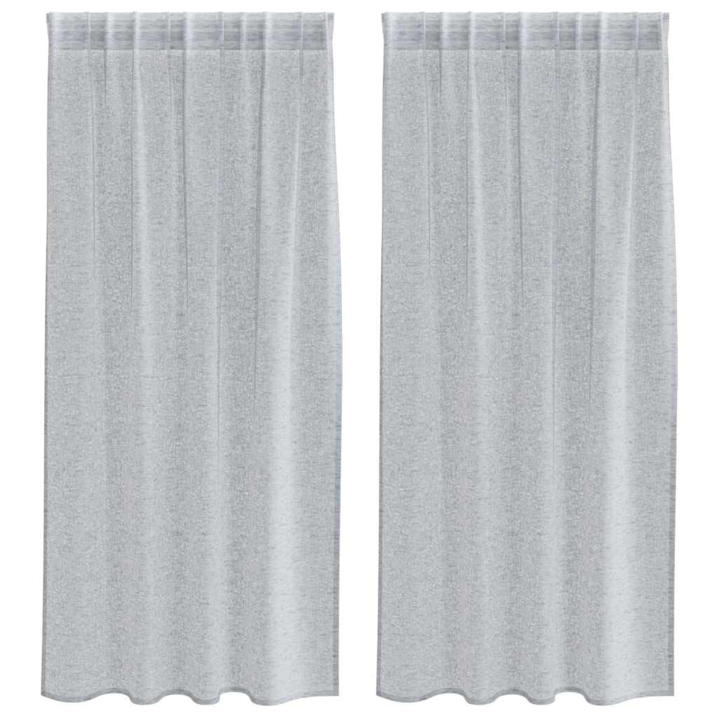Voile-Vorhang mit Vorhängen 2 pcs Weiß 140 x 140 cm Polyester