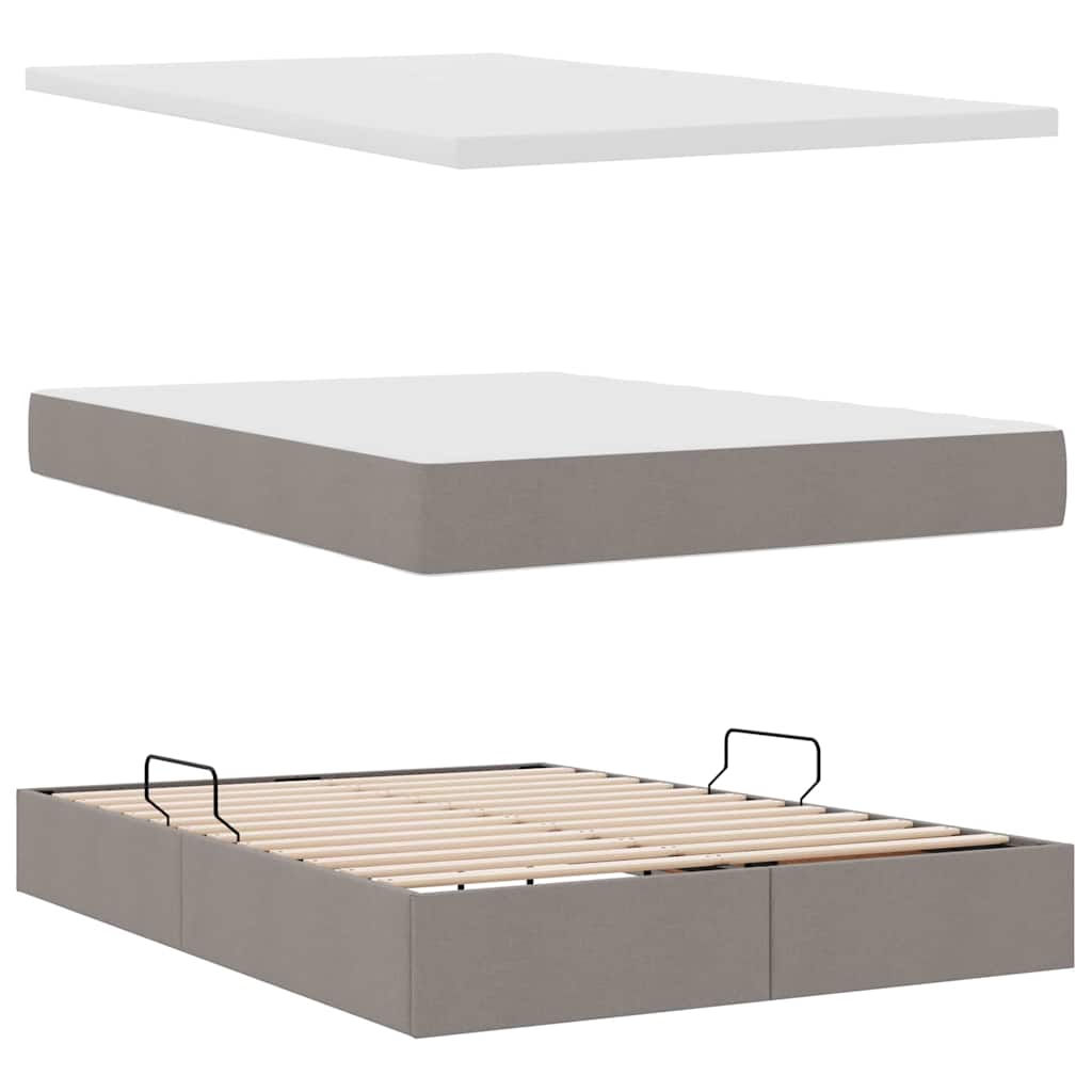 Aufbewahrungsbett mit Matratze Hellgrau 90 x 190 cm Polyester