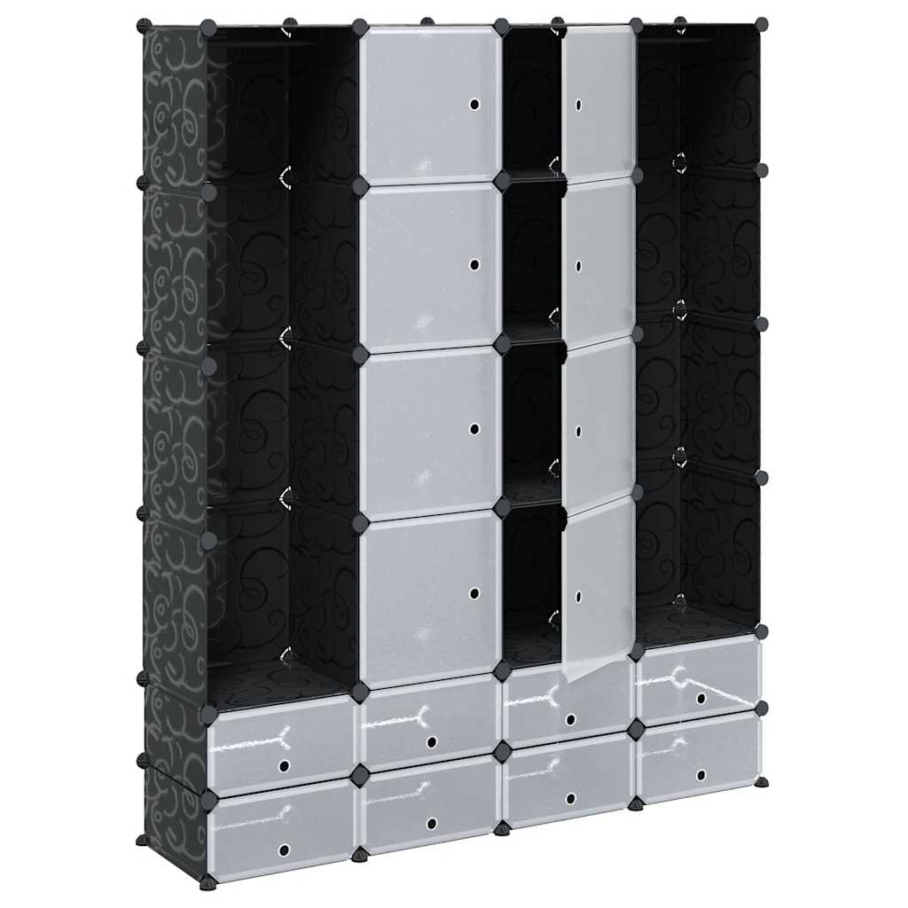 Modularer Schrank mit 9 Fächern 109x36,5x143cm Schwarz und Weiß