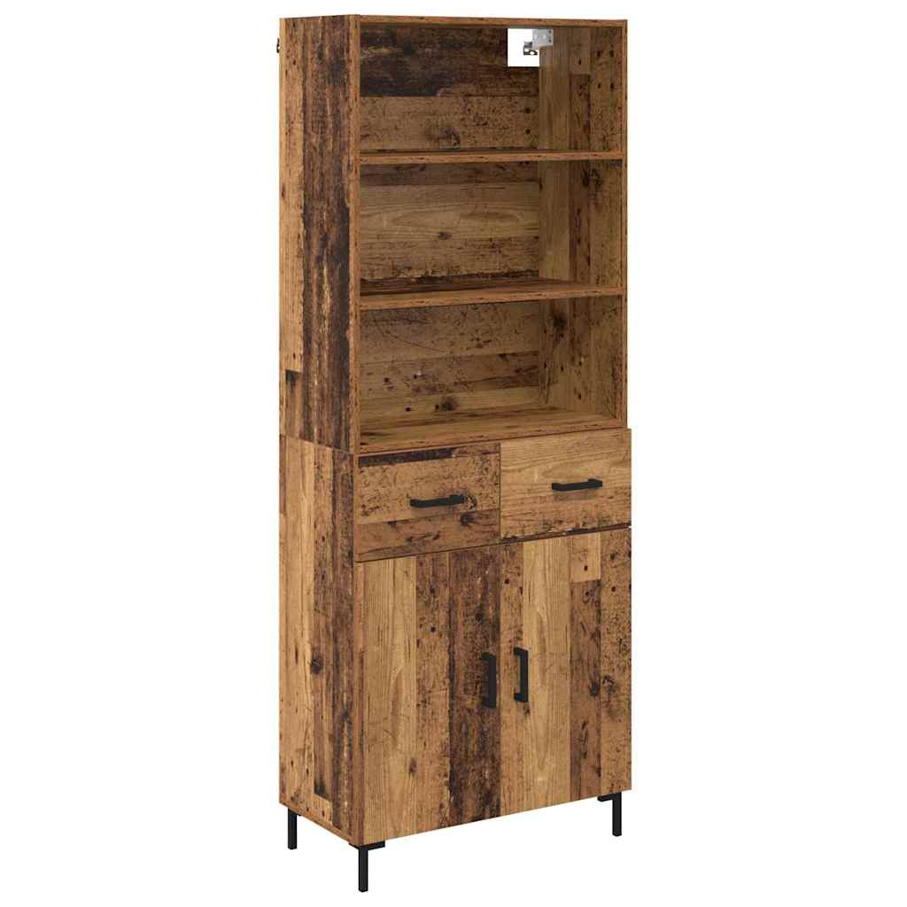 Highboard Hochglanz-Weiß 69,5x34x180 cm Holzwerkstoff