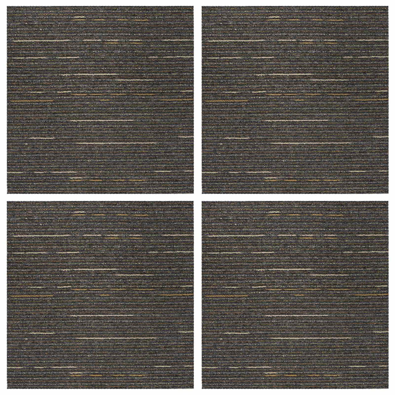 Teppichfliese Hellgrau mit Streifen 50 x 50 cm 4 pcs