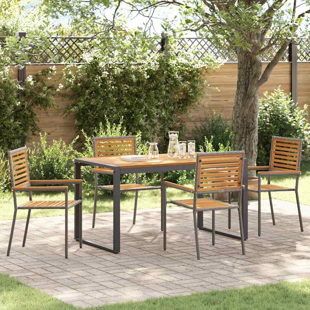 Garten Essgruppe 5 pcs Schwarz und Braun Poly-Rattan