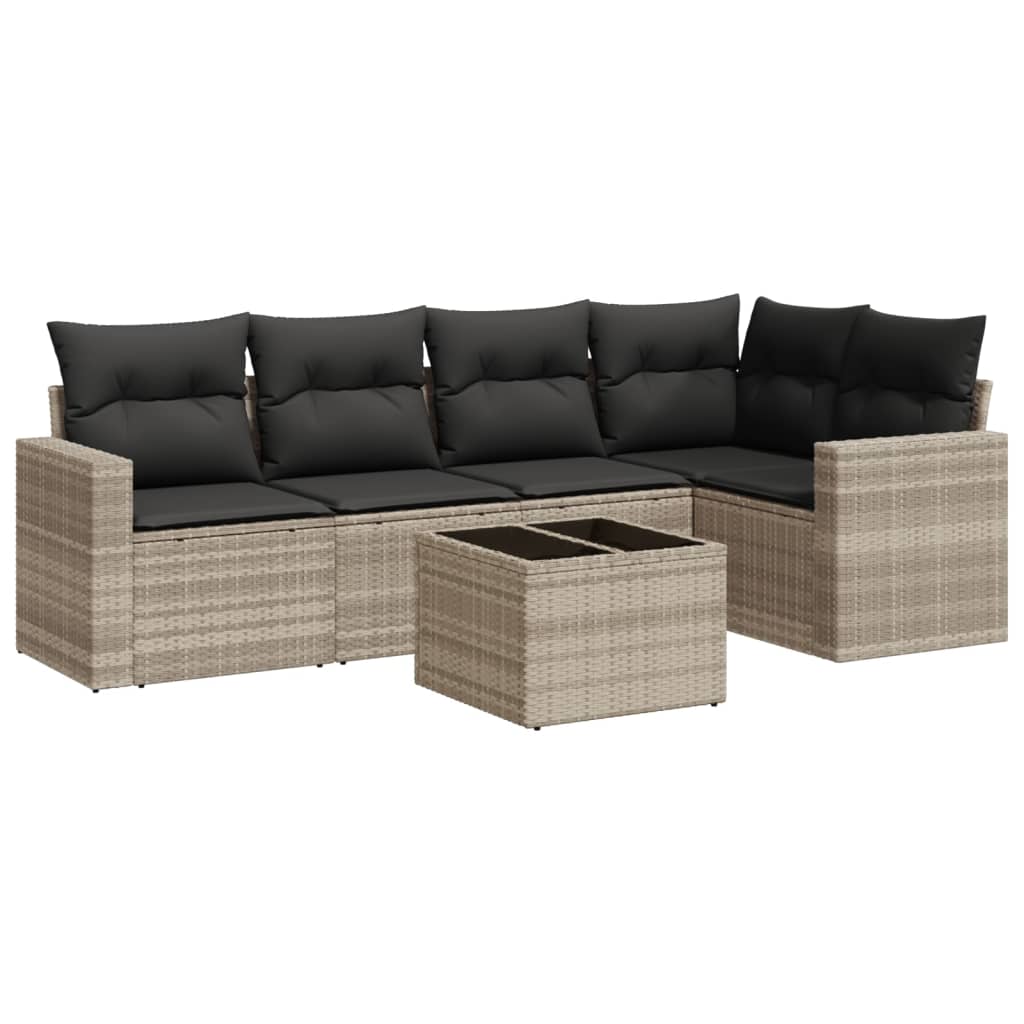 5-tlg. Garten-Sofagarnitur mit Kissen Schwarz Poly Rattan