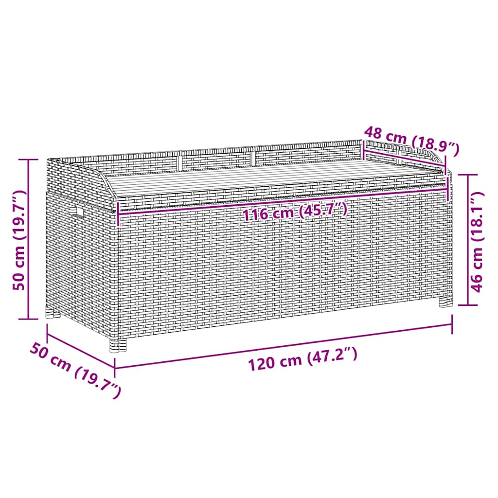 Bank mit Stauraum Schwarz 100x50x52 cm Poly Rattan Akazienholz