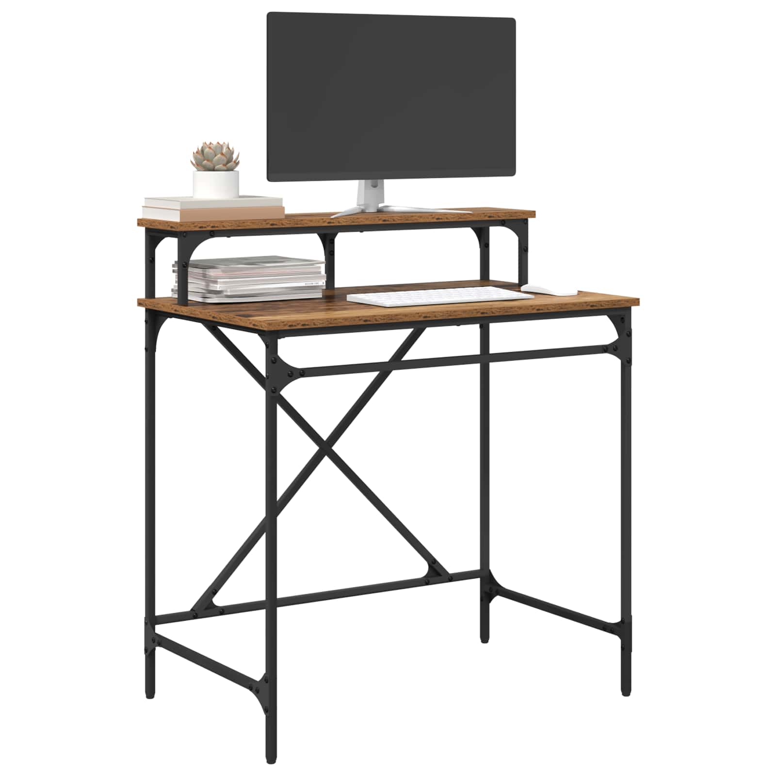 Schreibtisch Sonoma-Eiche 100x50x90 cm Holzwerkstoff und Eisen