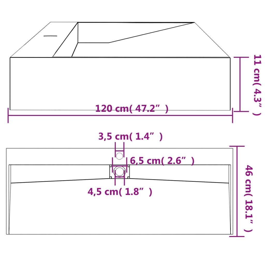 Waschbecken 60x38x11 cm Mineralguss/Marmorguss Mattschwarz
