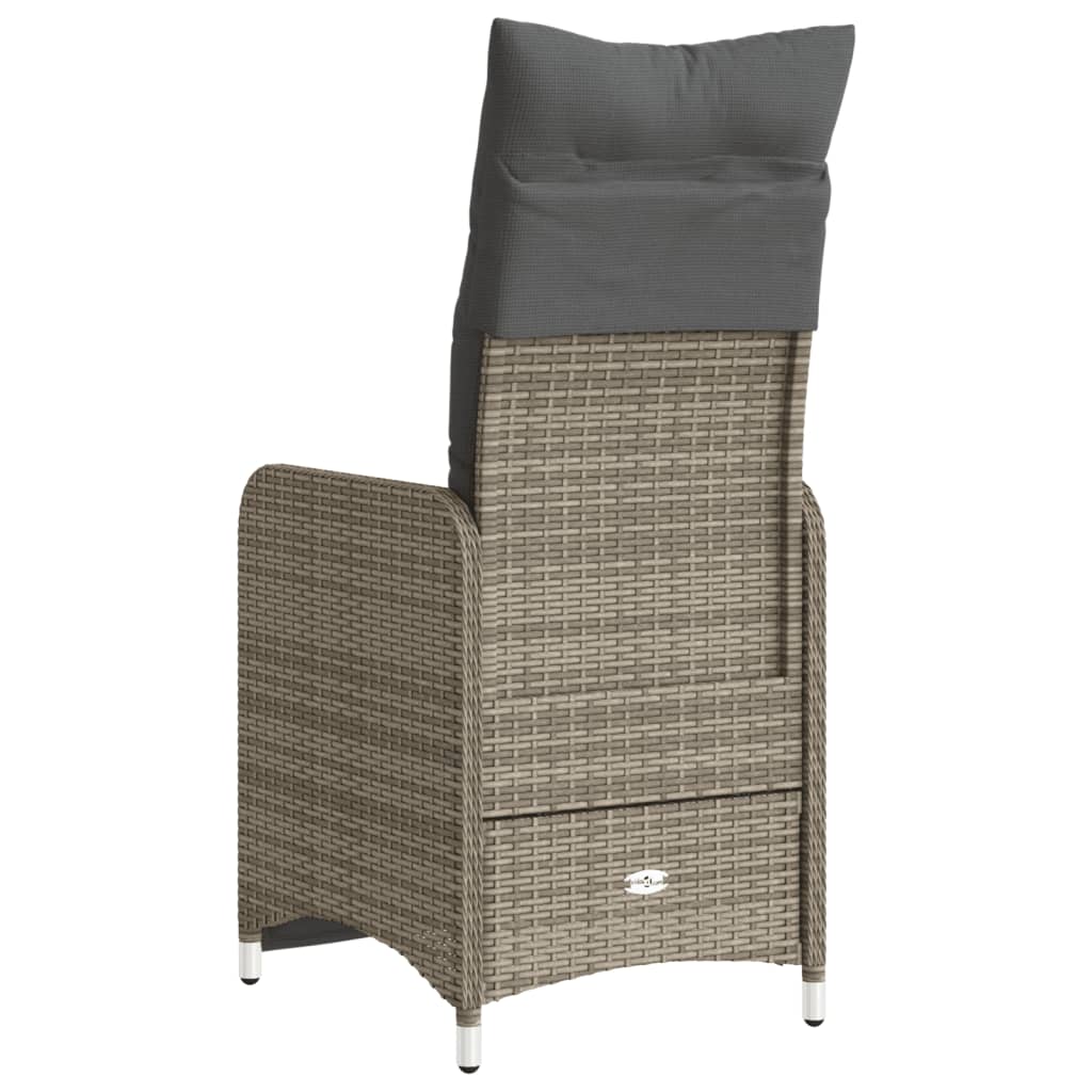 Gartensessel Verstellbar mit Kissen Schwarz Poly Rattan