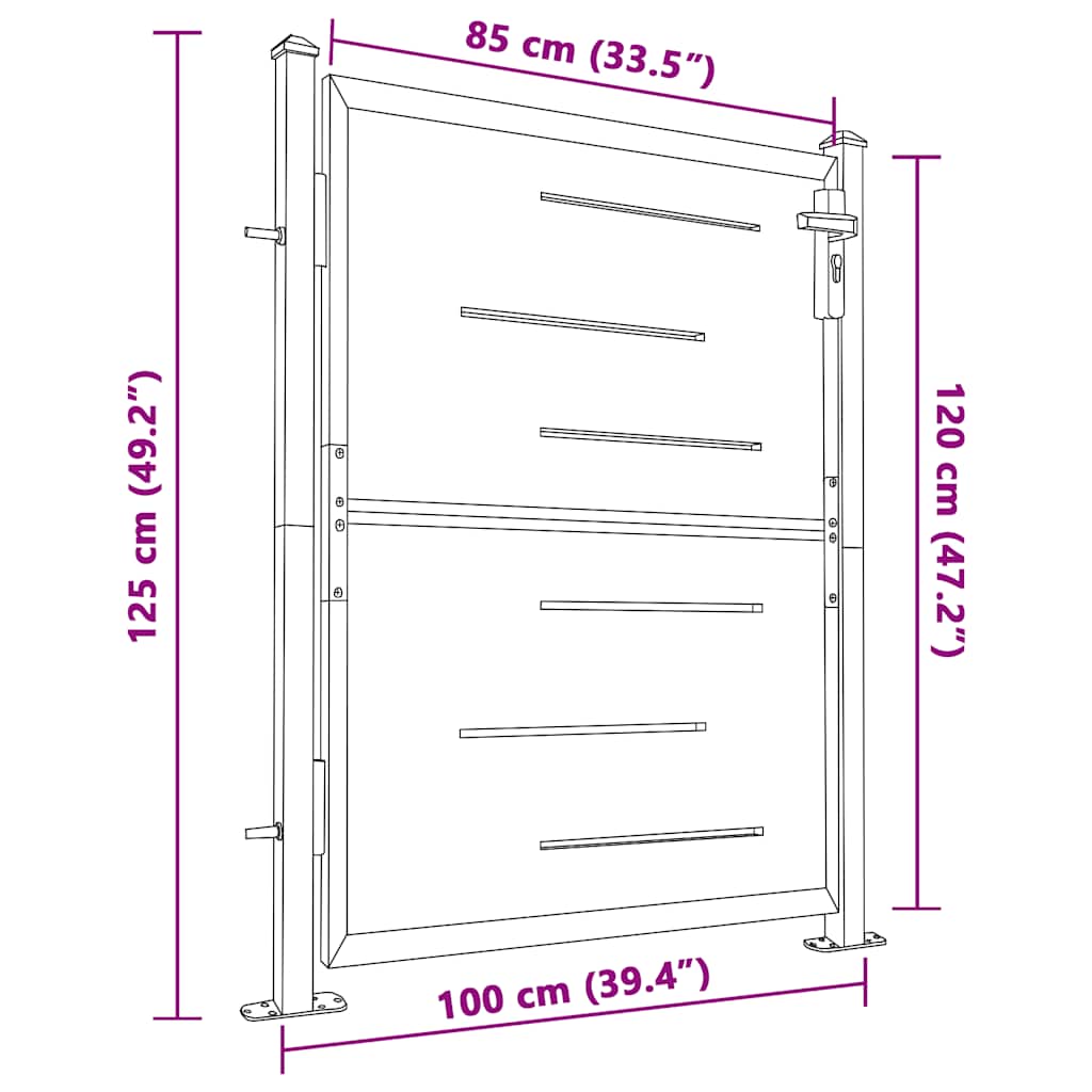 Gartentor 100 x 95 cm Edelstahl