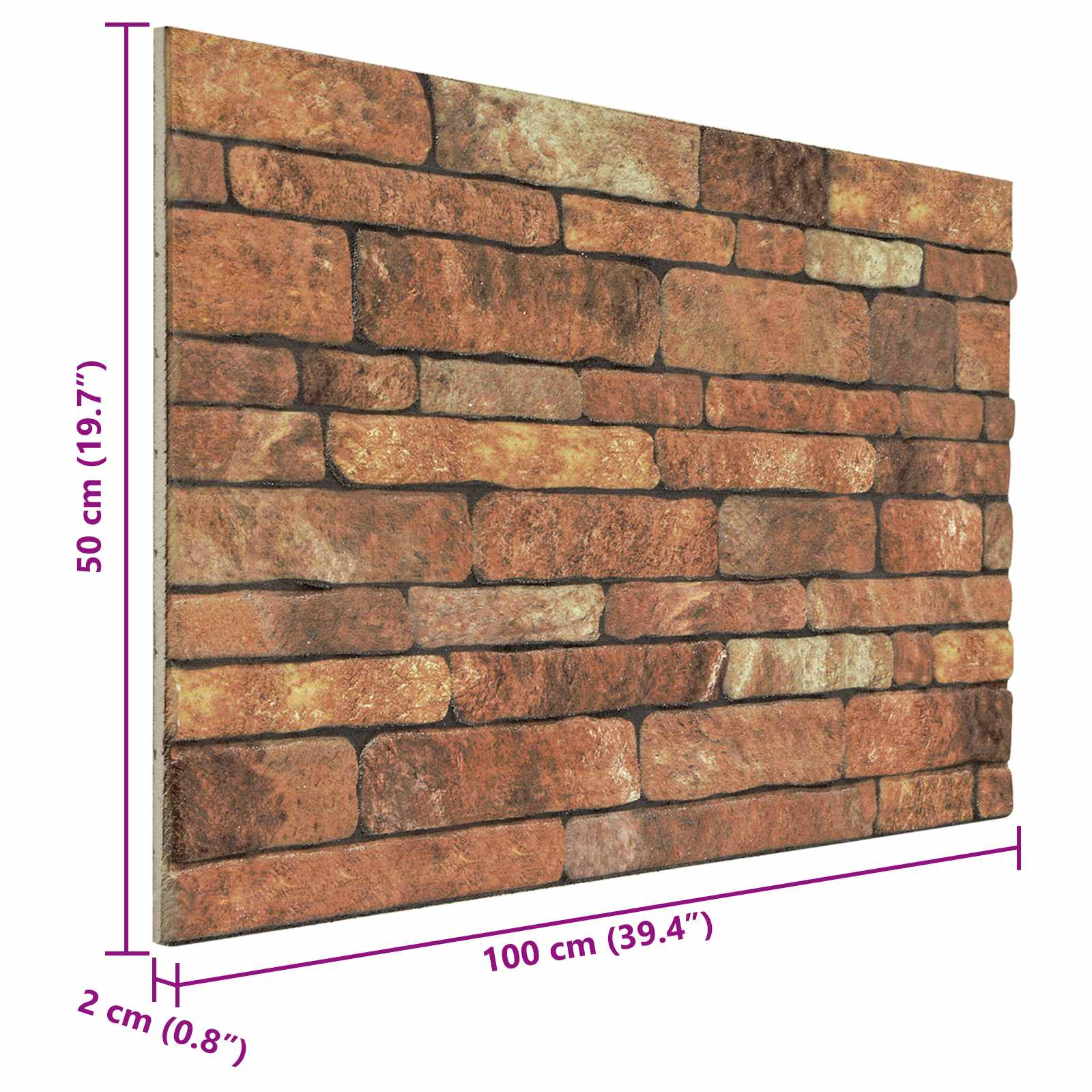 Wandpaneele 10 pcs Ziegel 100 x 50 cm EPS-Schaum