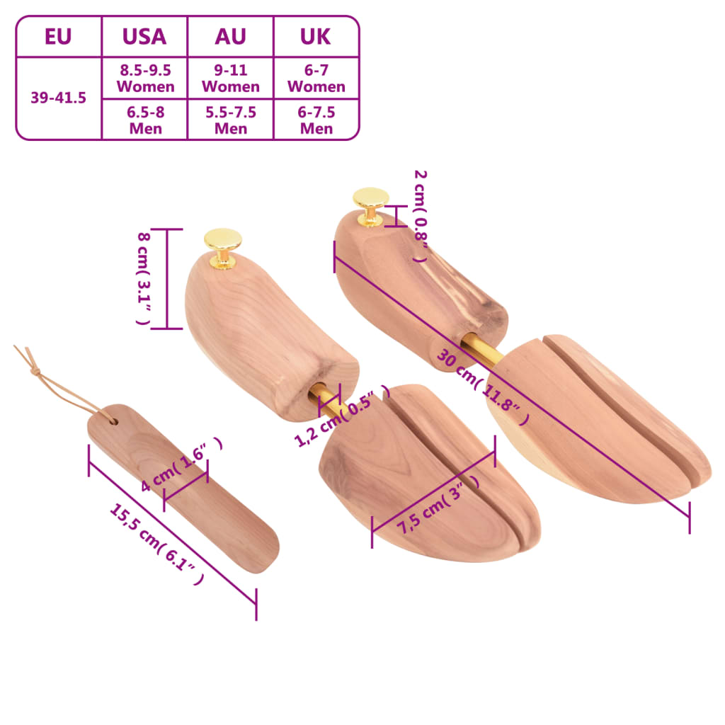 Schuhspanner mit Schuhlöffel EU 44-45 Massivholz Zeder
