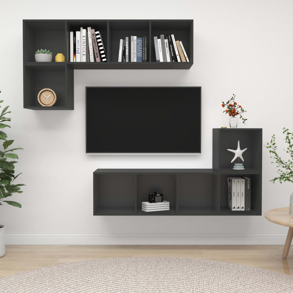 4-tlg. TV-Schrank-Set Weiß Holzwerkstoff