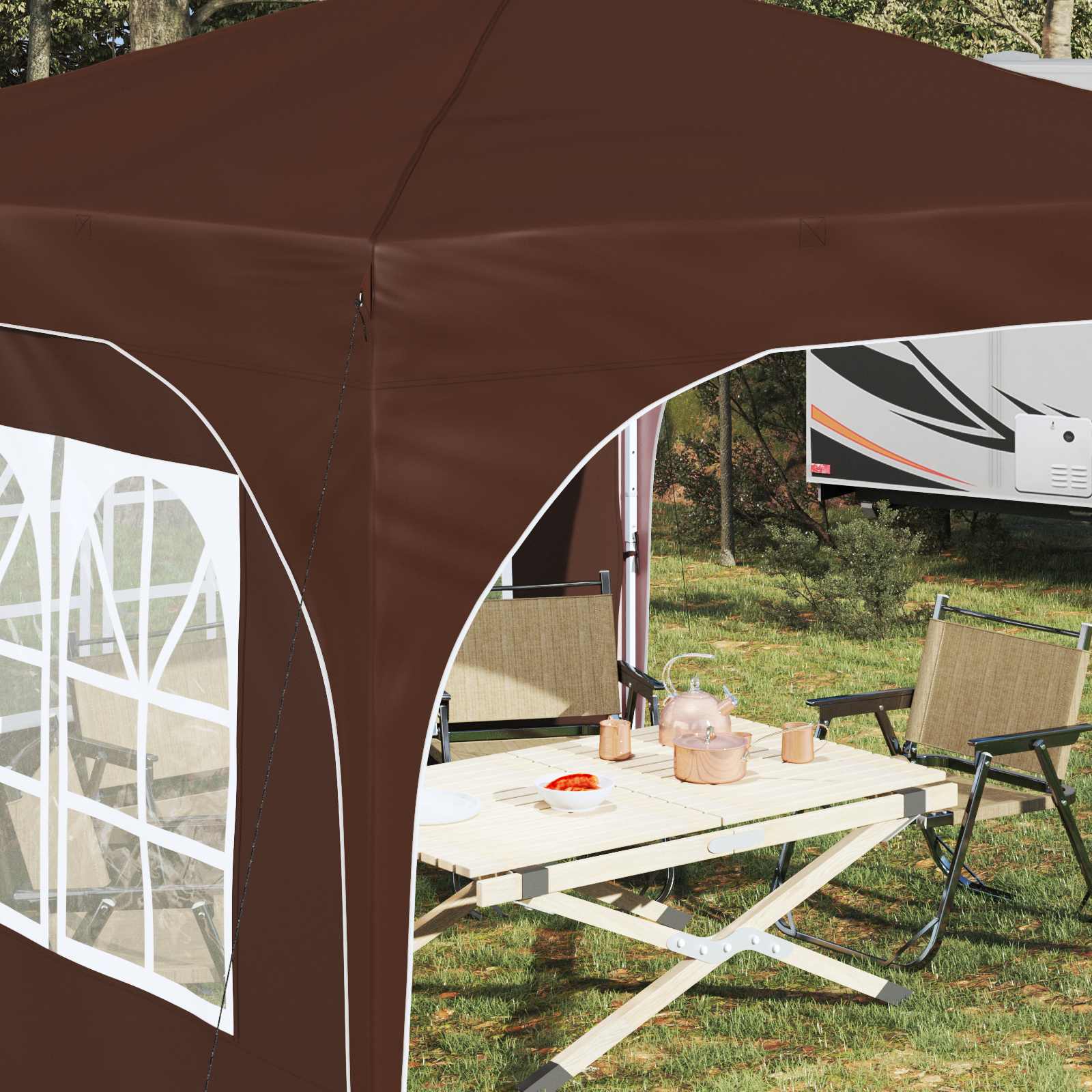 Pop-up Partyzelt 290 x 290 x 245 cm Creme