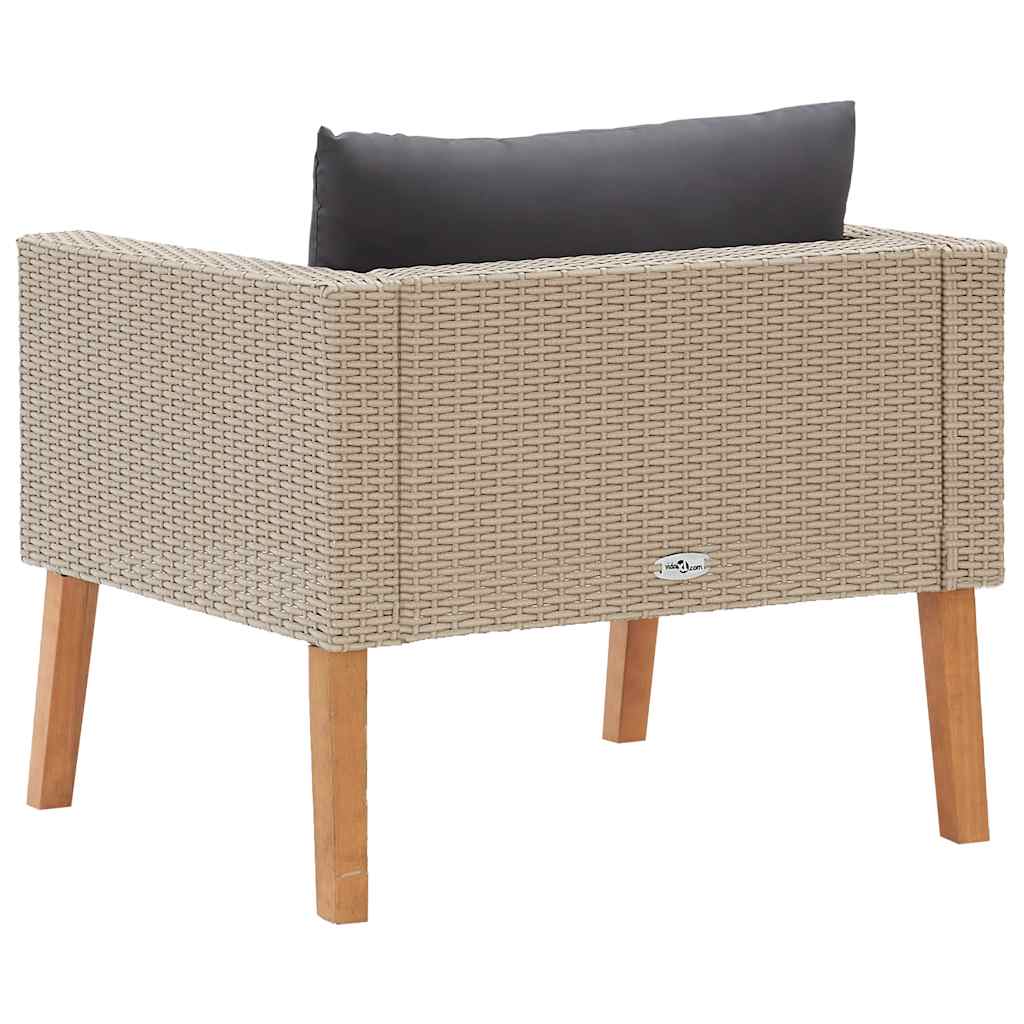3-Sitzer-Gartensofa mit Auflagen Poly Rattan Beige