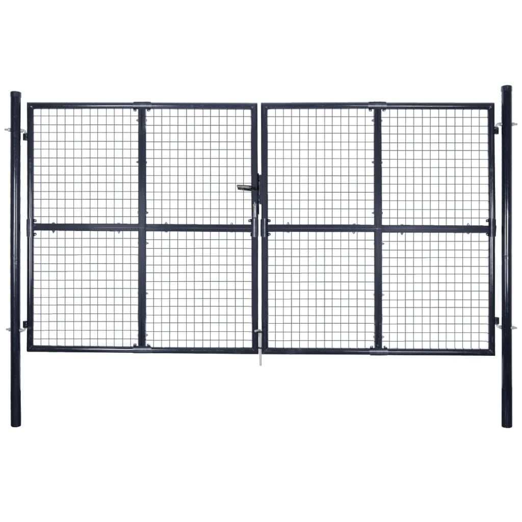 Maschen-Gartentor verzinkter Stahl 300 x 75 cm Grau