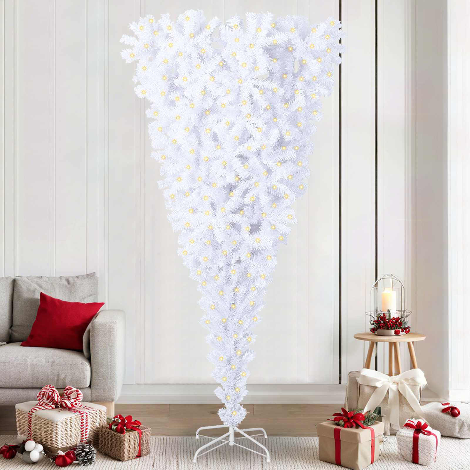 Künstlicher Weihnachtsbaum Weiß 180 cm PVC und Stahl
