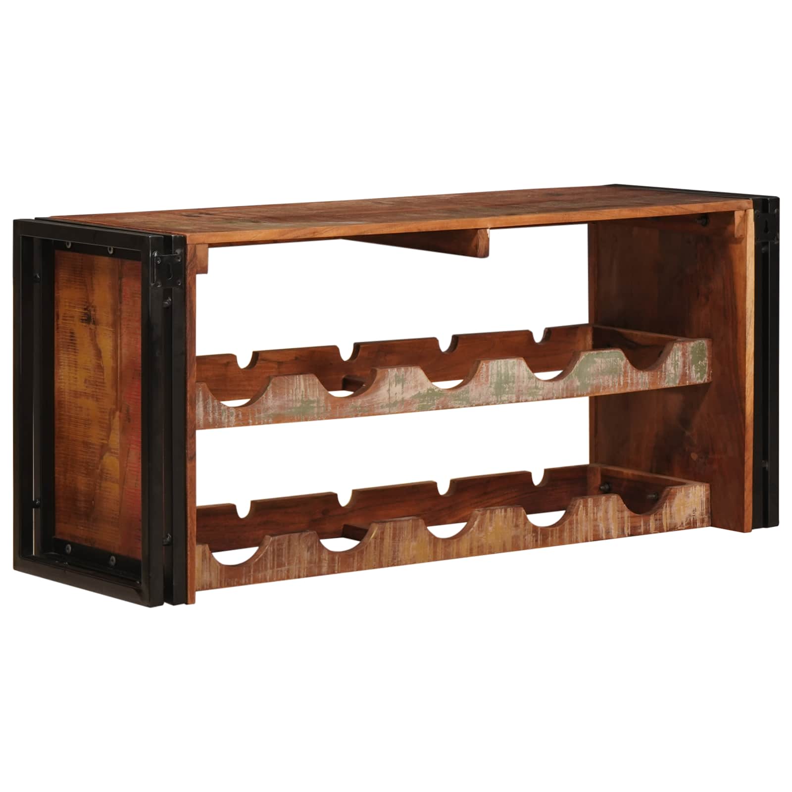 Weinregal Braun 60 x 45 x 33 cm Massives grobes Mangoholz