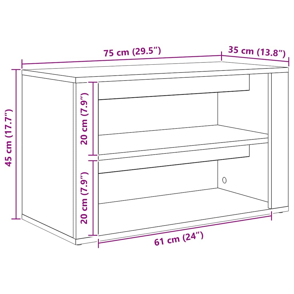 Schuhregal Weiß 75x35x45 cm Holzwerkstoff