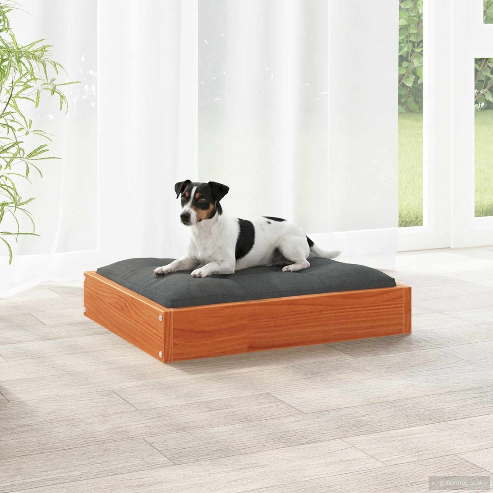 Hundebett 51,5x44x9 cm Massivholz Kiefer