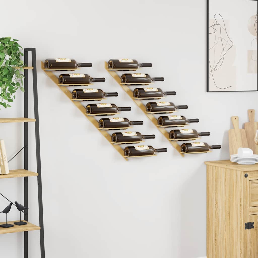 Wand-Weinregal für 7 Flaschen Schwarz Metall