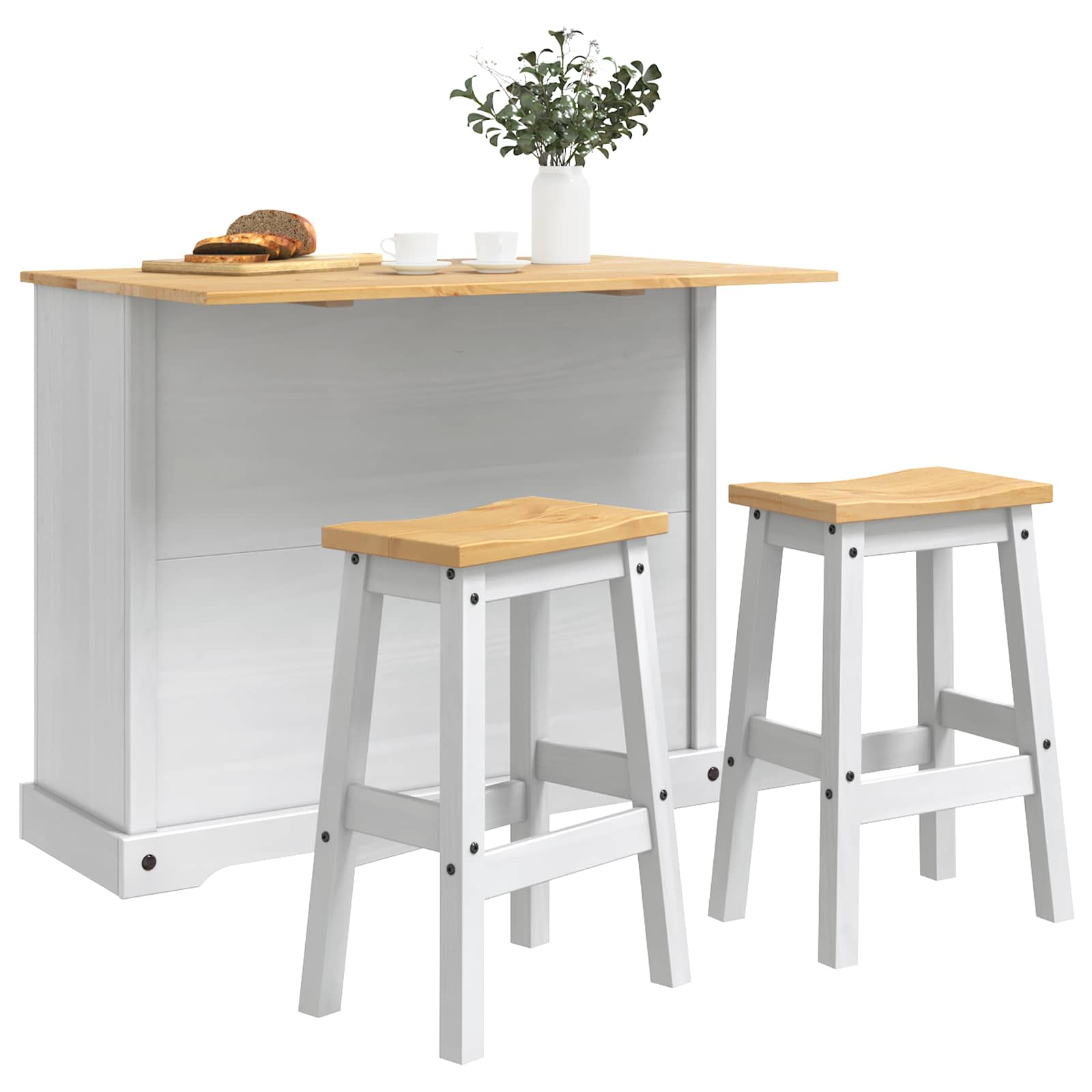 Kücheninsel Set mit Schubladen 3 pcs Honigwachs Massiv-Kiefer
