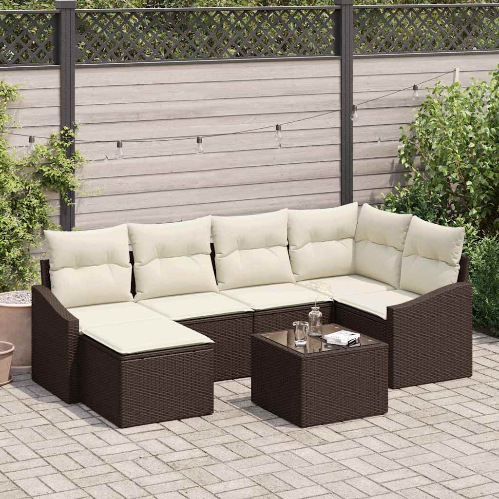 Garten Essgruppe mit Kissen 6 pcs Schwarz und Creme
