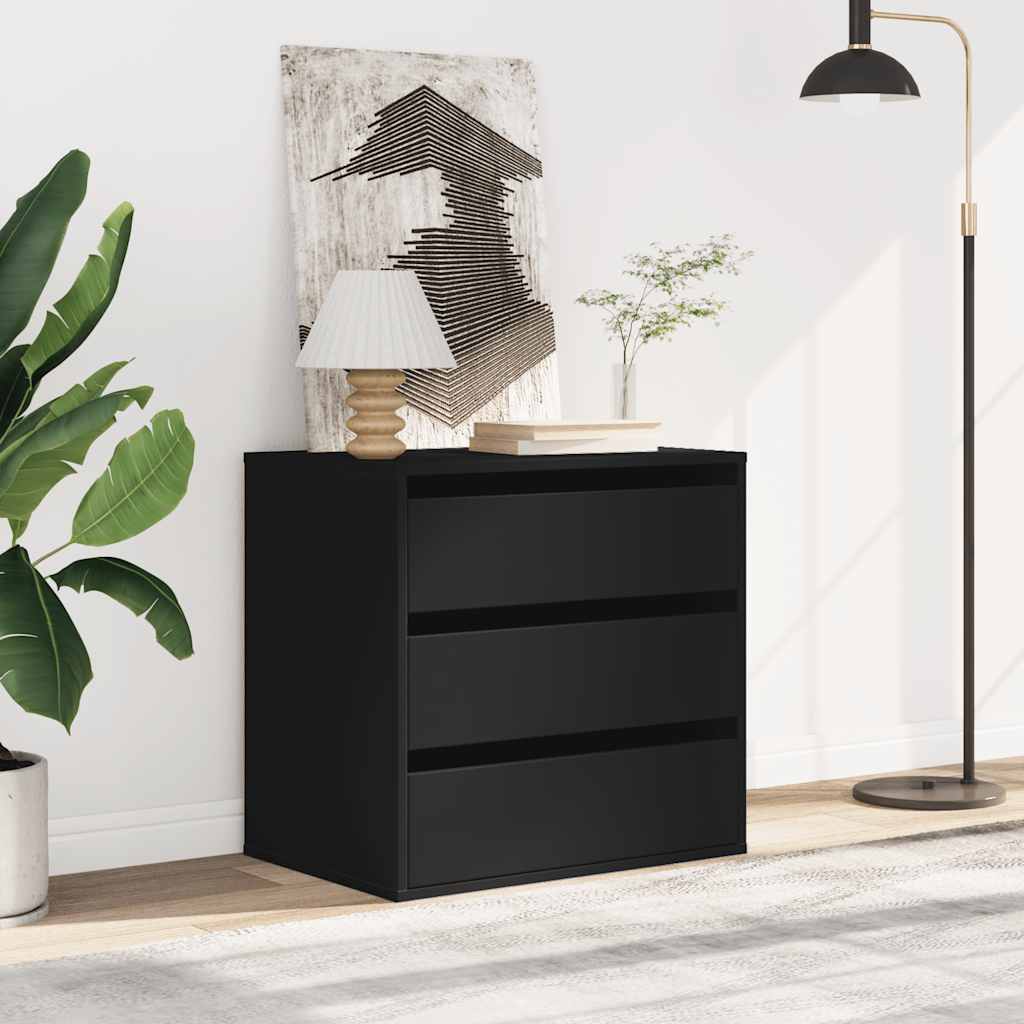 Schubladenschrank Schwarz Eichen-Optik 41 x 40 x 58 cm