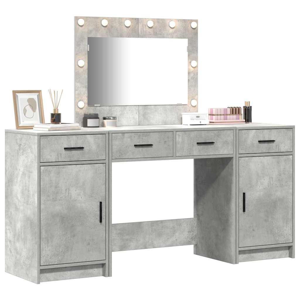 Schminktisch mit Spiegelbeleuchtung 3 pcs Weiß Holzwerkstoff
