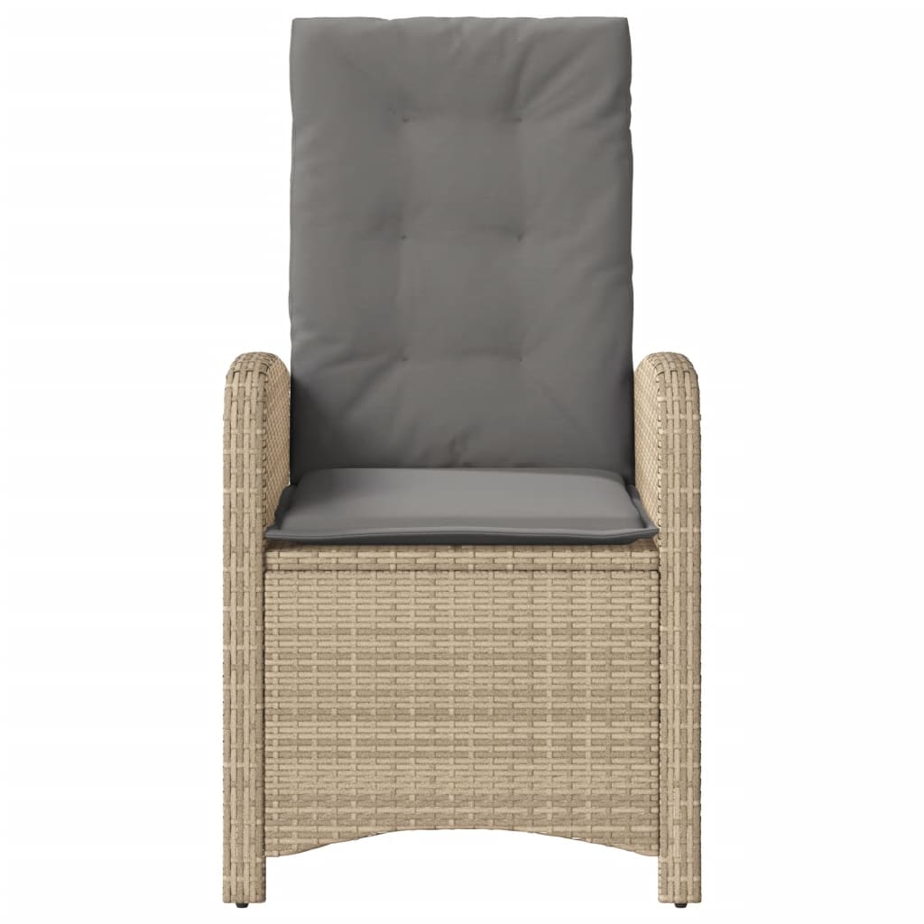 Gartensessel Verstellbar mit Kissen Schwarz Poly Rattan