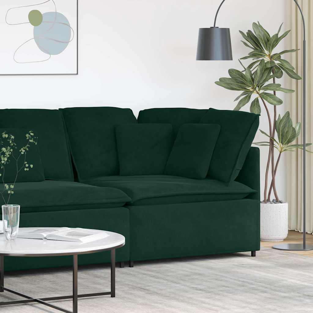 Modulares Sofa Endmodul mit Armlehne Kissen Blau 100 cm