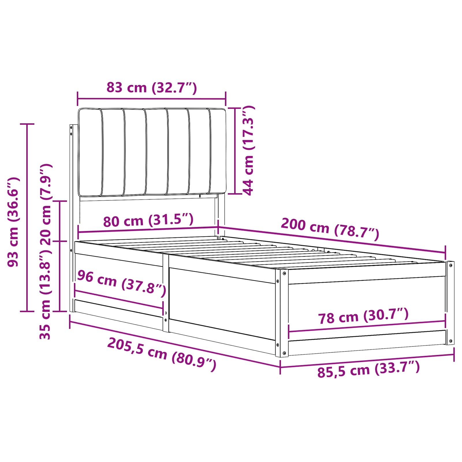 Bettgestell mit gepolstertem Kopfteil Hellgrau 200 x 200 cm