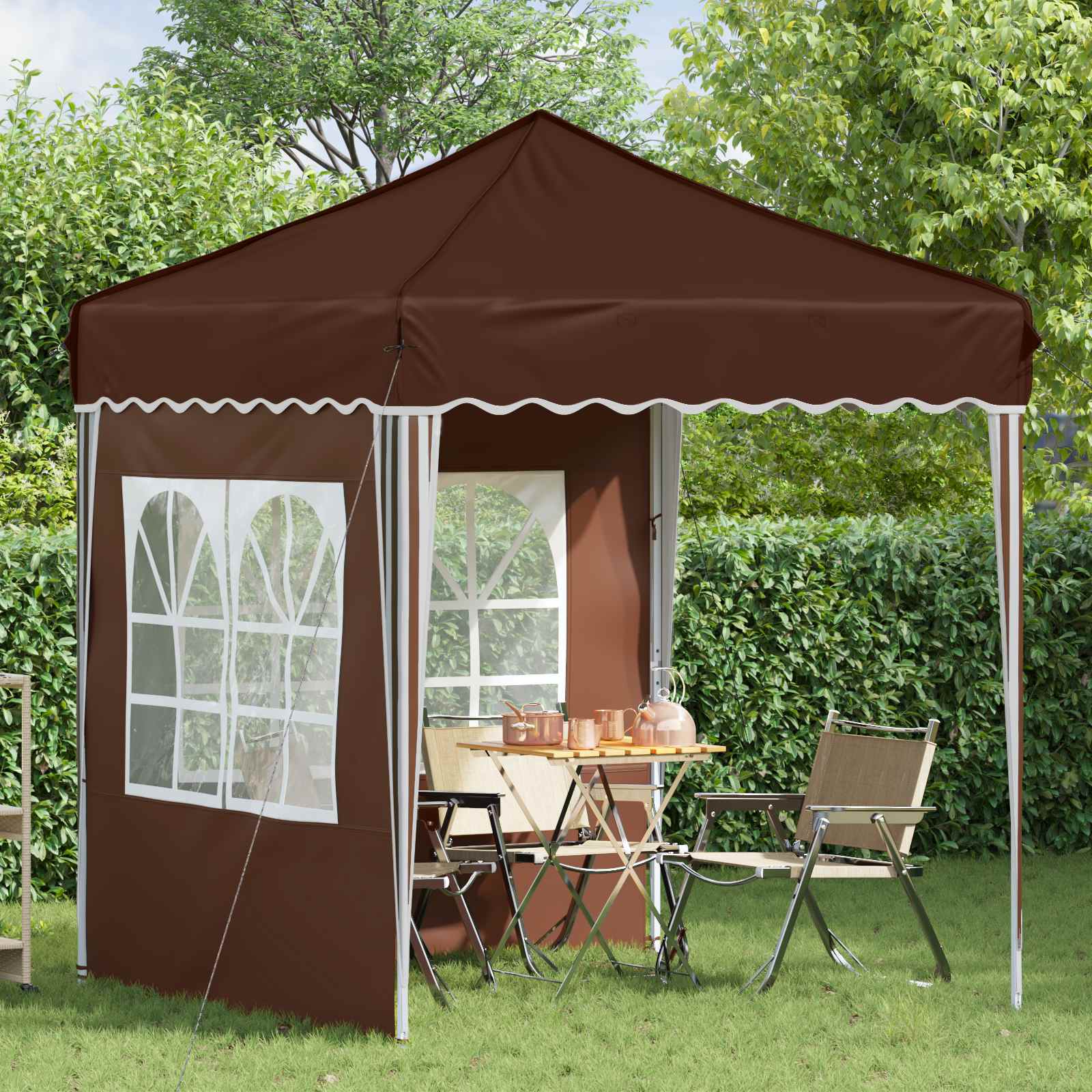 Pop-up Partyzelt 195 x 195 x 245 cm Creme Oxford-Stoff