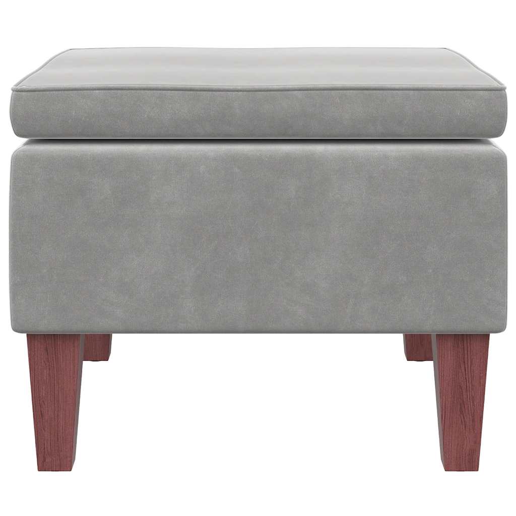 Hocker mit Holzbeinen Dunkelgrau Samt