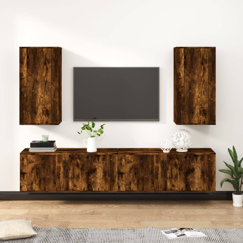 4-tlg. TV-Schrank-Set Weiß Holzwerkstoff