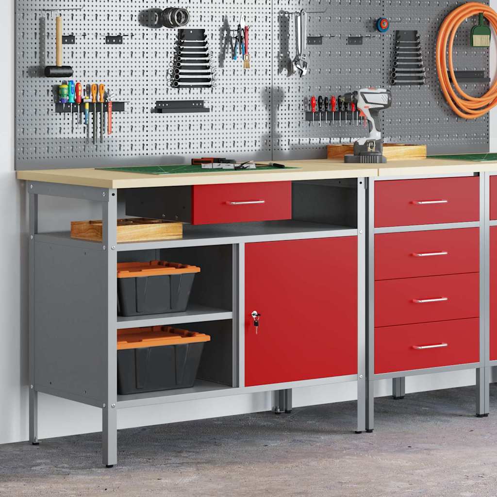 Werkbank mit Schubladen Schwarz und Grau 100 x 55 x 85 cm