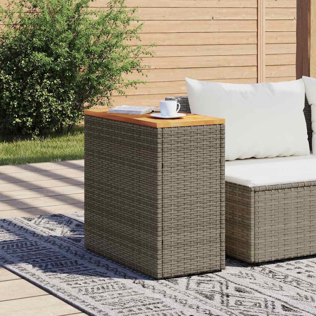 Garten-Beistelltisch mit Glasplatte Schwarz 58x27,5x55cm Rattan