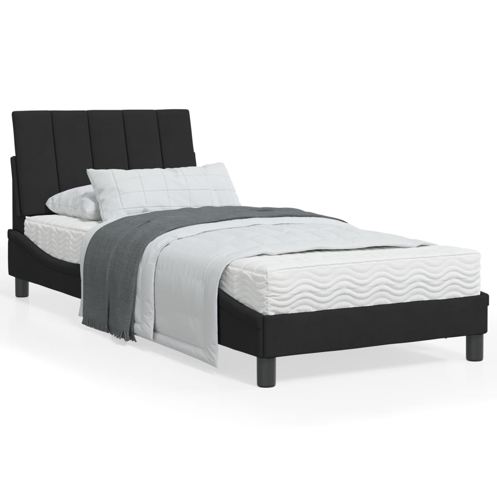 Bett mit Matratze "Hanko" Hellgrau 80x200 cm Samt