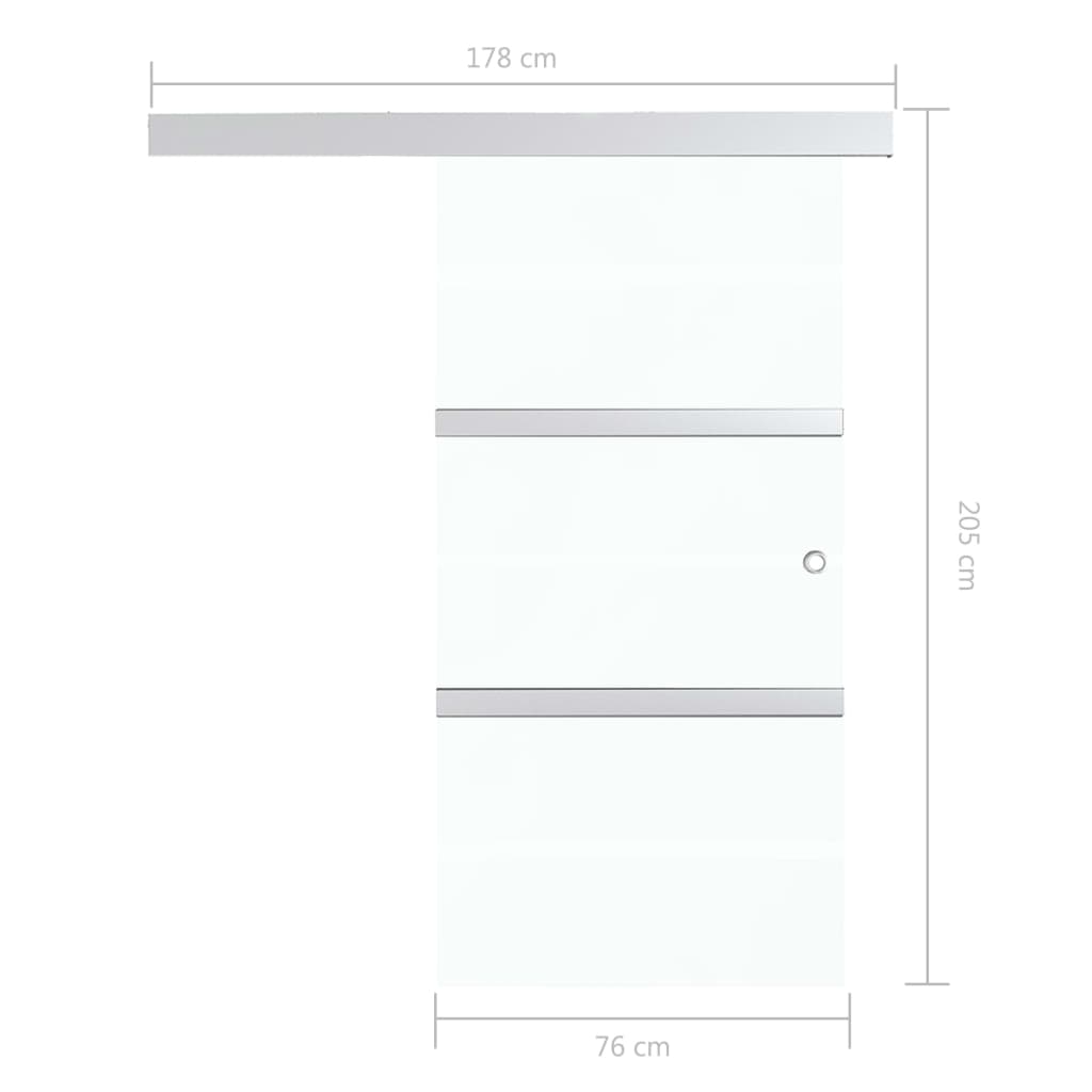 Schiebetür ESG-Glas und Aluminium 76x212 cm Silbern